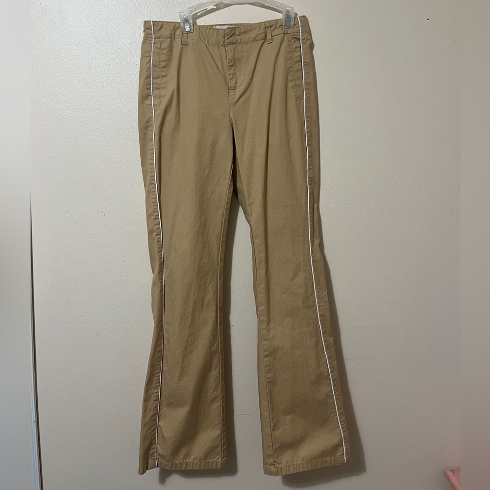 Tan and white BDG flare pants